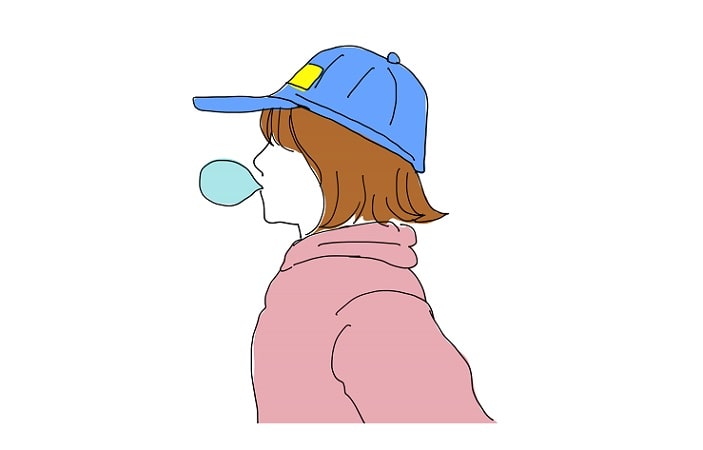 ガムを噛む、ガムをふくらませる